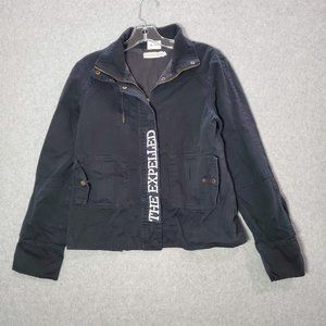 VINTAGE Rancid Women Denim Jacket 1‎ Black The Expelled Punk Rock Band Y2K